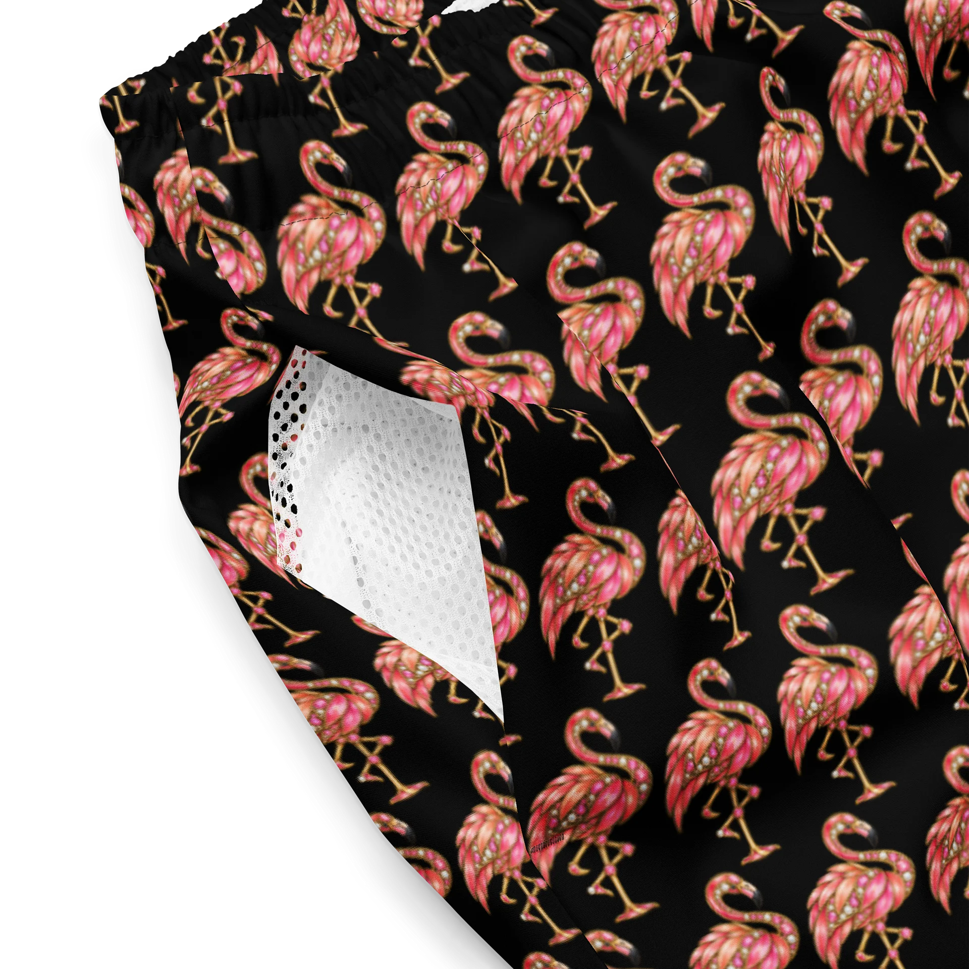Pink Flamingo All-Over Print Swim Trunks product image (3)