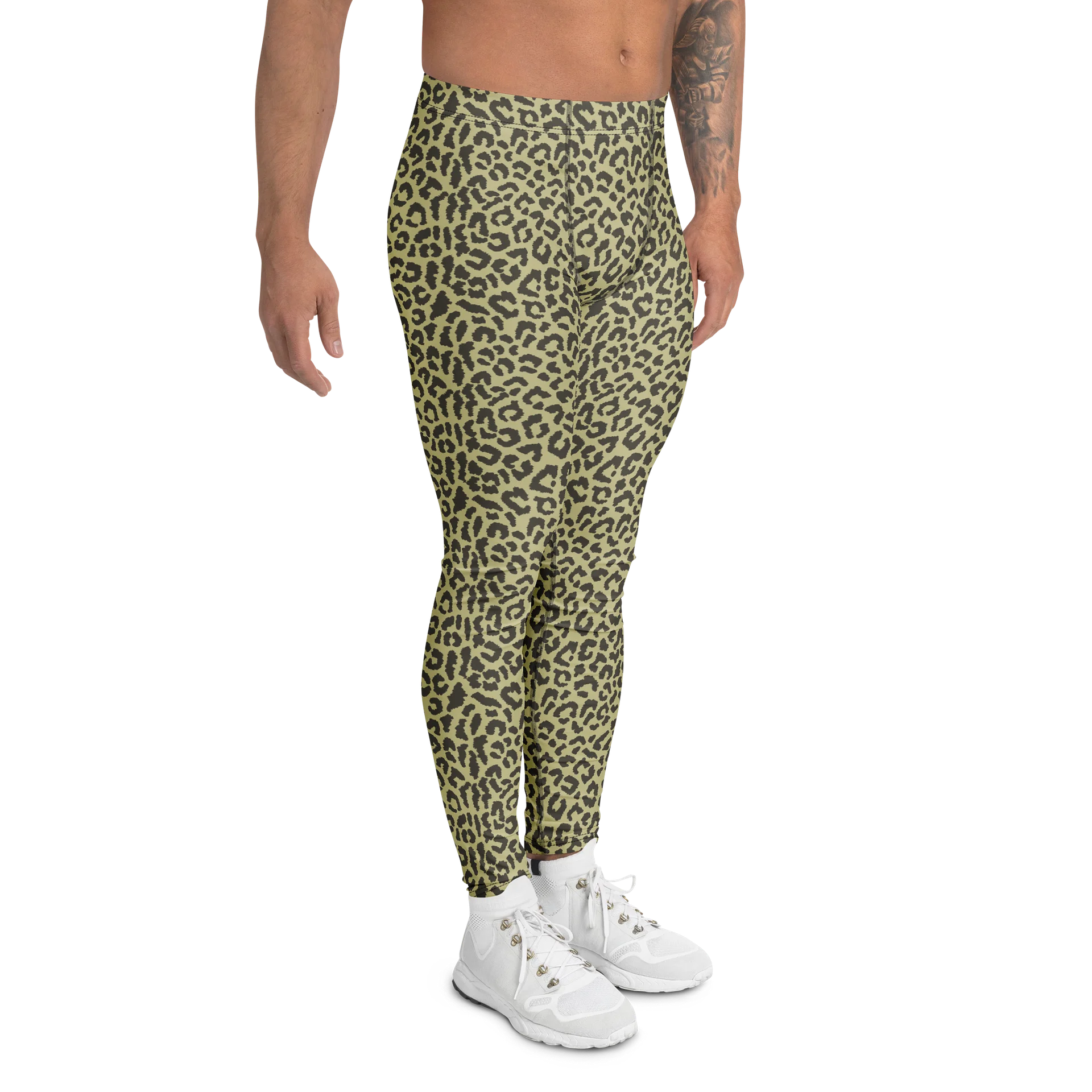 Comfortable Green Leopard Print Men’s Leggings product image (3)