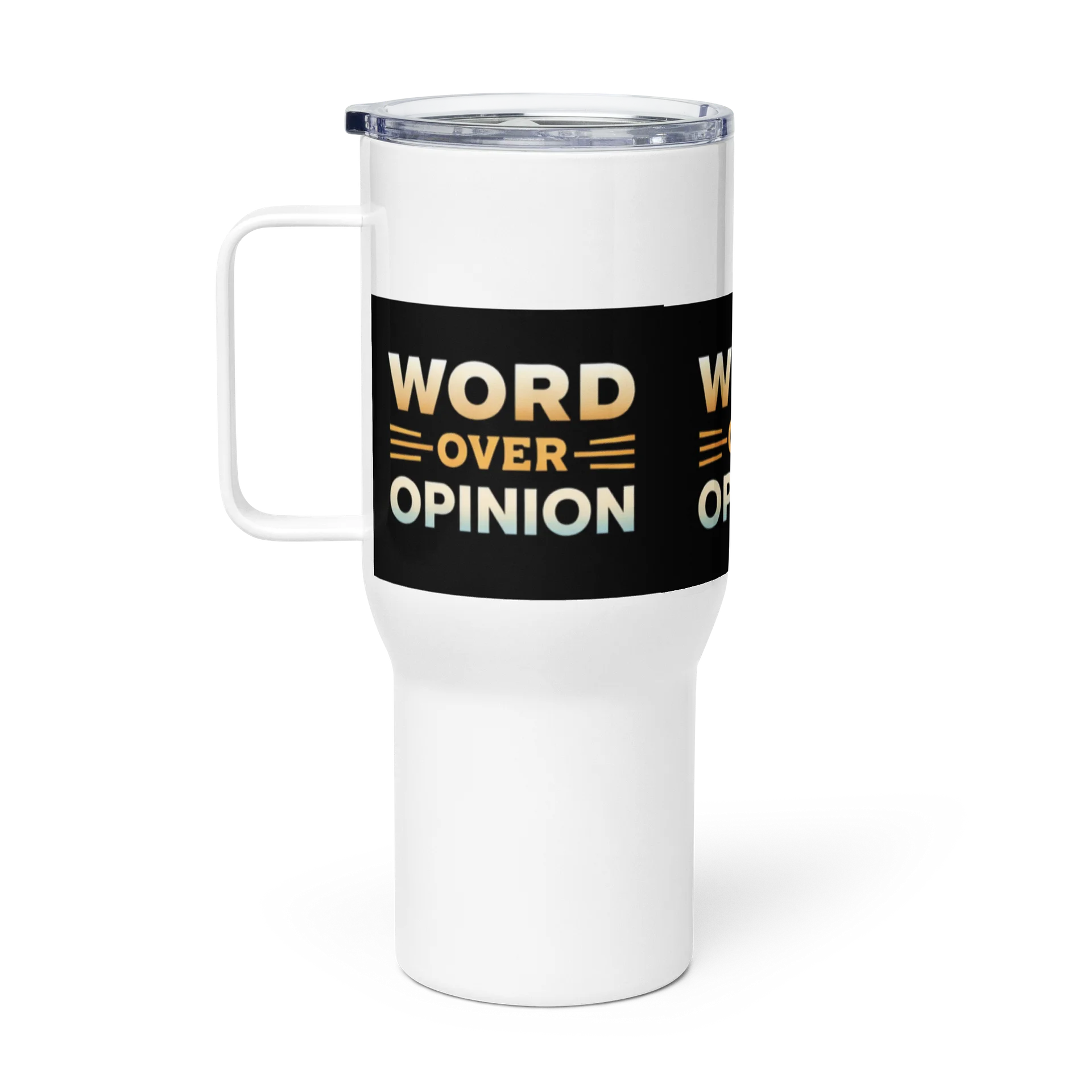 Gradient Word Over Opinion Travel Mug product image (1)