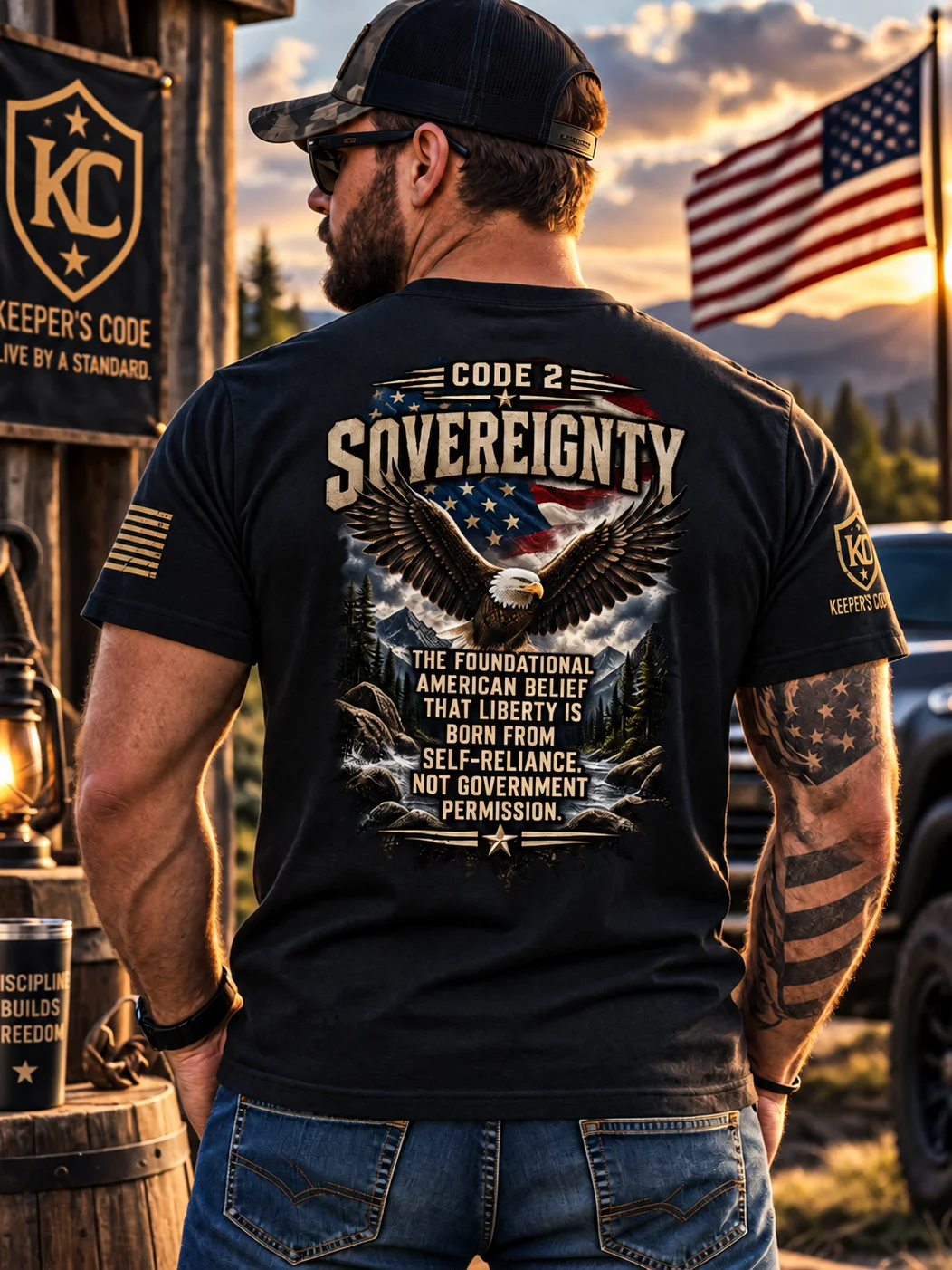 Keeper’s Code™ Men’s CODE 02 Sovereignty Self-Reliance Eagle T-Shirt product image (2)