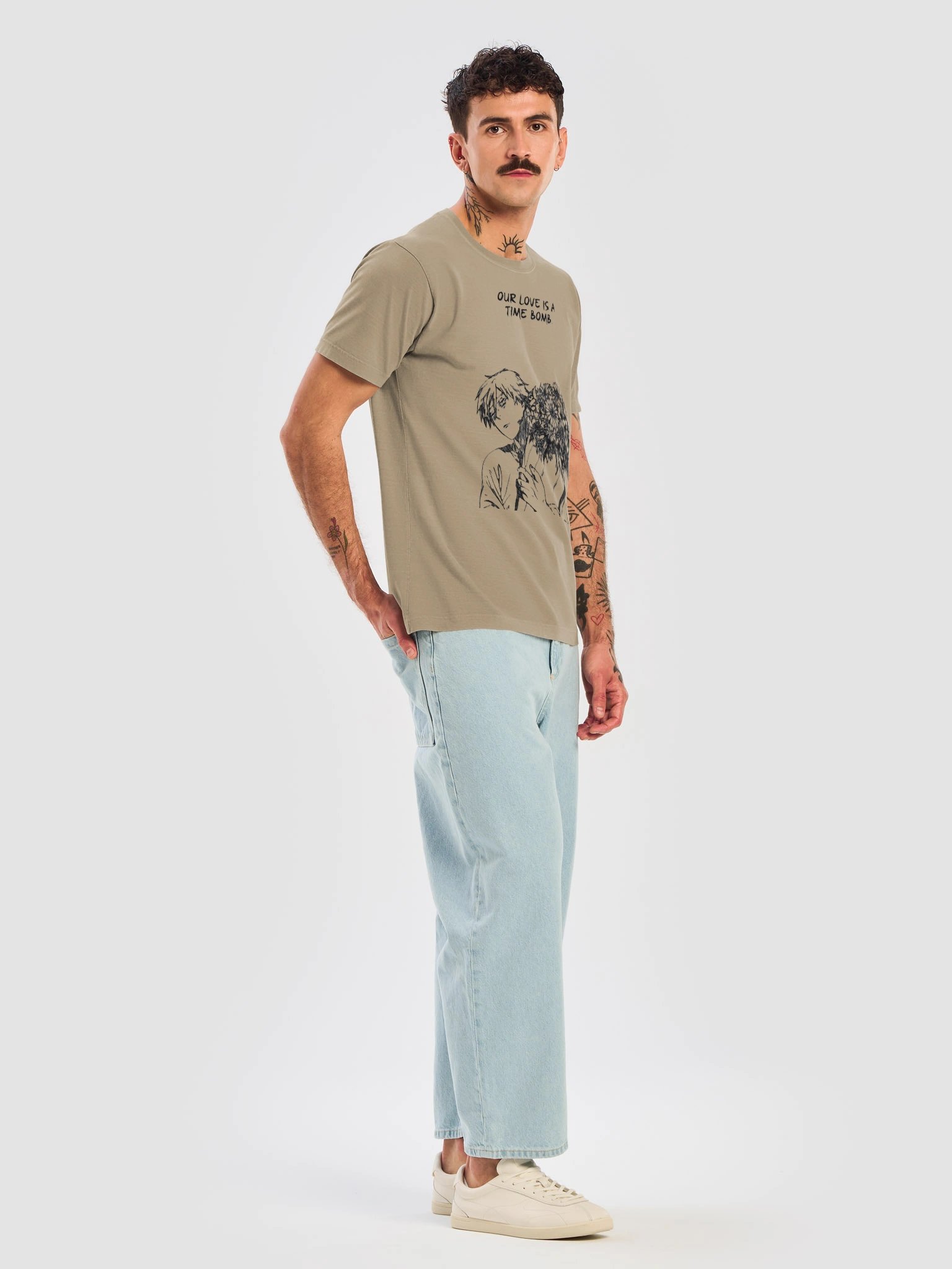 🌸 Our Love Is a Time Bomb – Anime Floral Graphic Oversized T-Shirt product image (8)