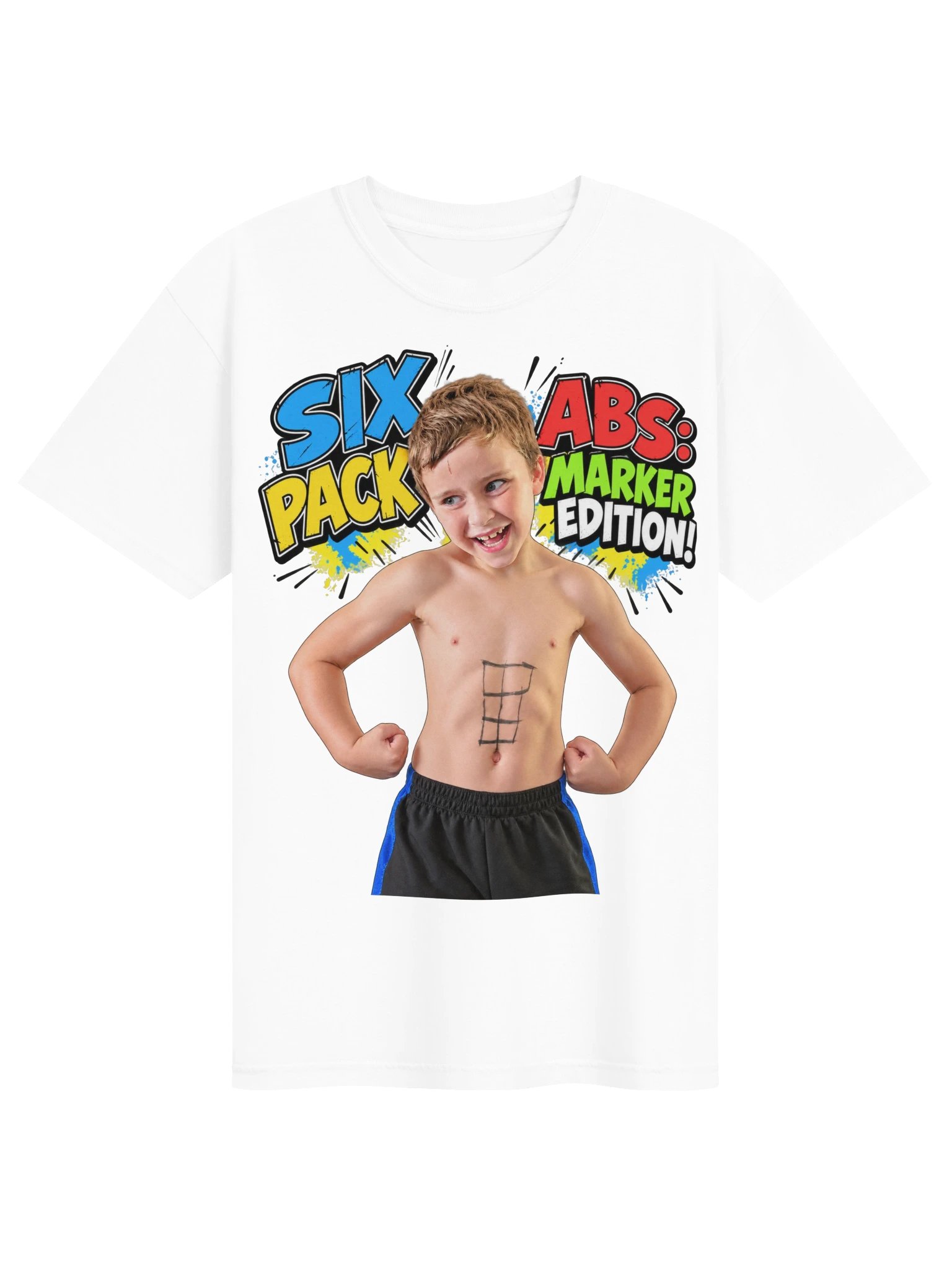6 Pack Abs Black Marker Edition Heavy Weight T-Shirt product image (1)