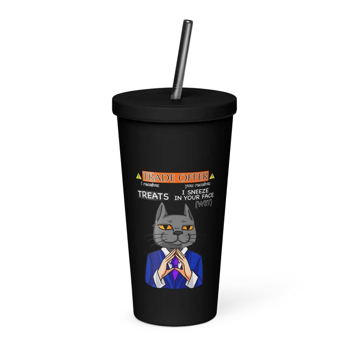 Trade Offer Human-Cat Meme Insulated Tumbler with a Straw - Multicolor product image (1)