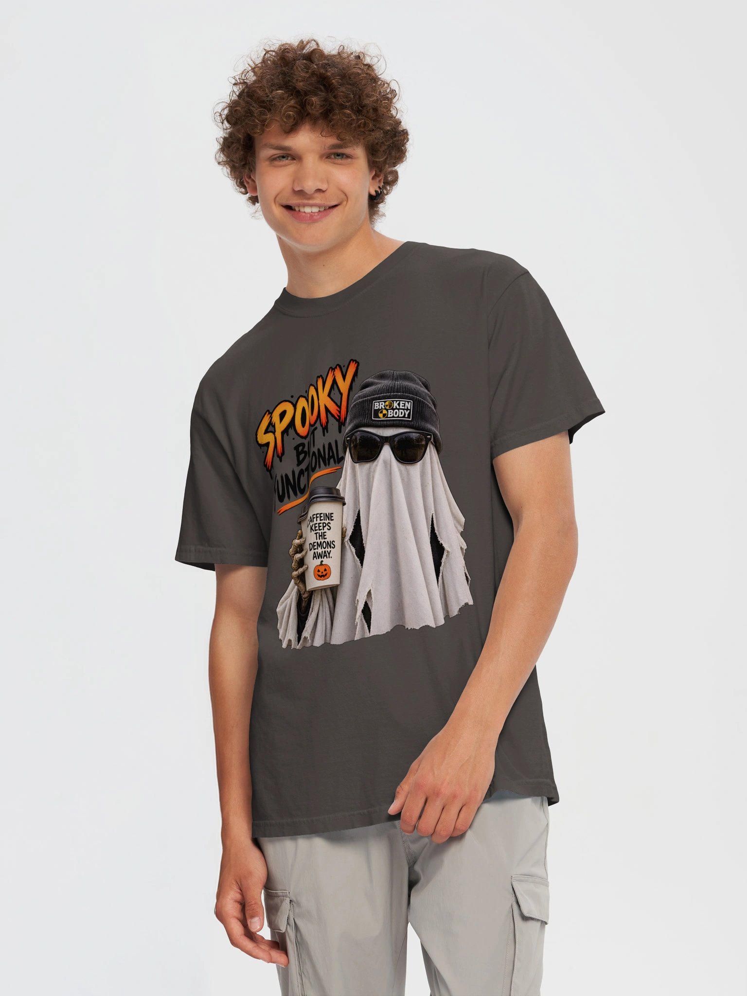 Funny Halloween Ghost Shirt — Spooky But Functional Coffee Lover Tee | Holly-Ween™ product image (6)