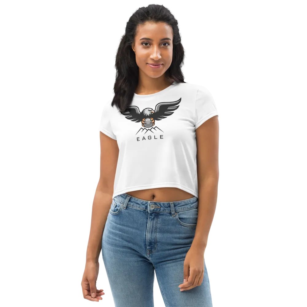 Eagle Women's Crop Tee - Bold Eagle Graphic on White product image (5)