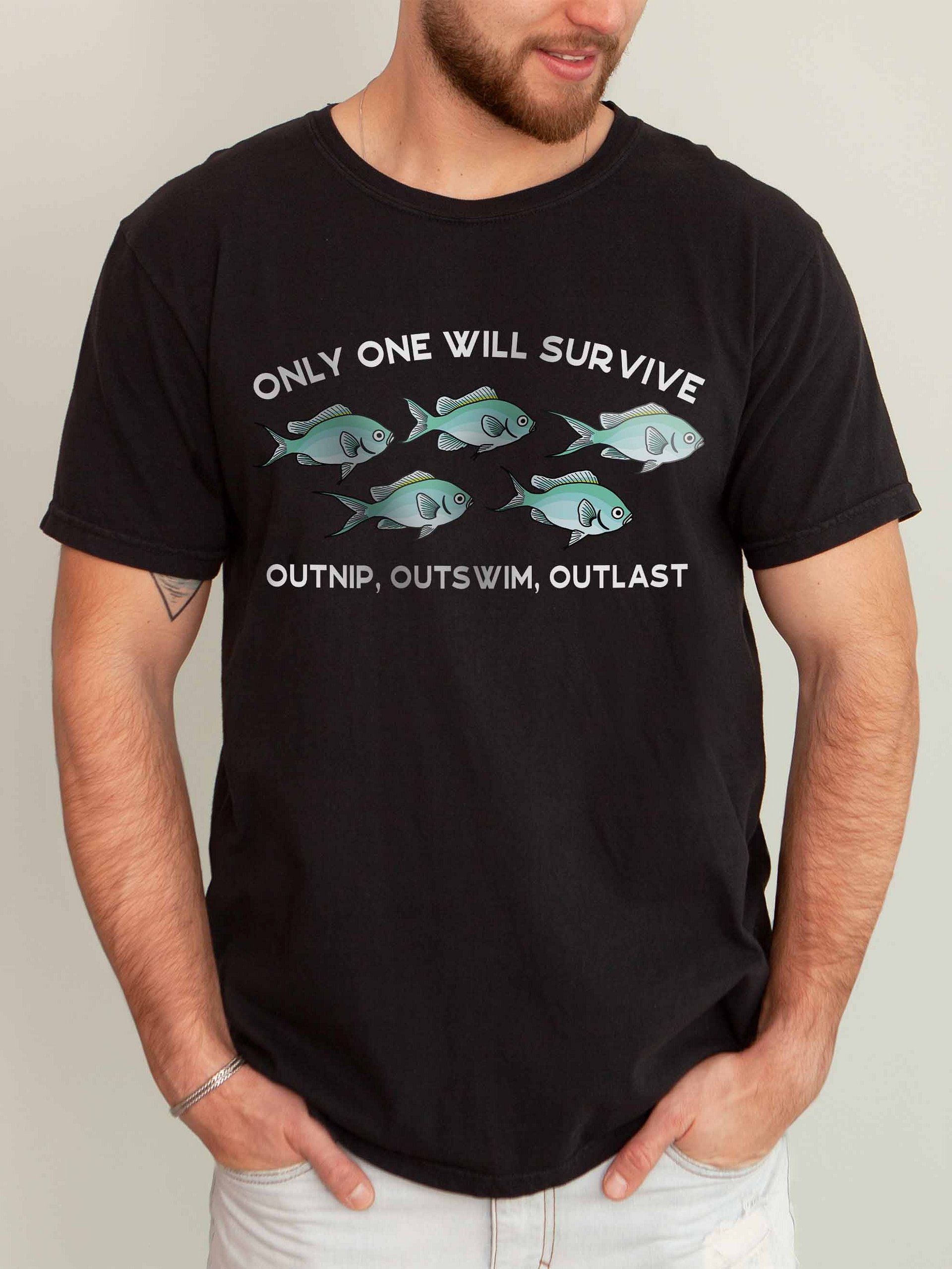 Only One Will Survive Green Chromis T-Shirt for Reef Aquarium Lovers product image (2)