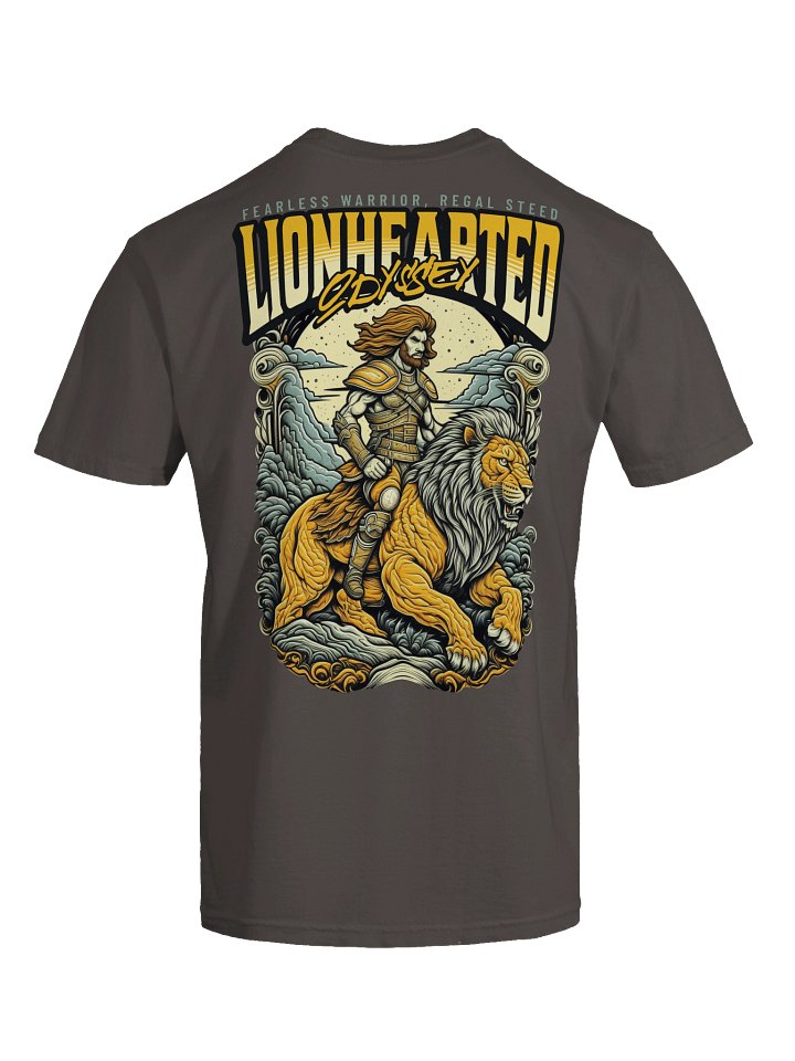 Lionhearted Odyssey Graphic Tee - Warrior & Lion Vintage Streetwear Oversized T-Shirt product image (2)