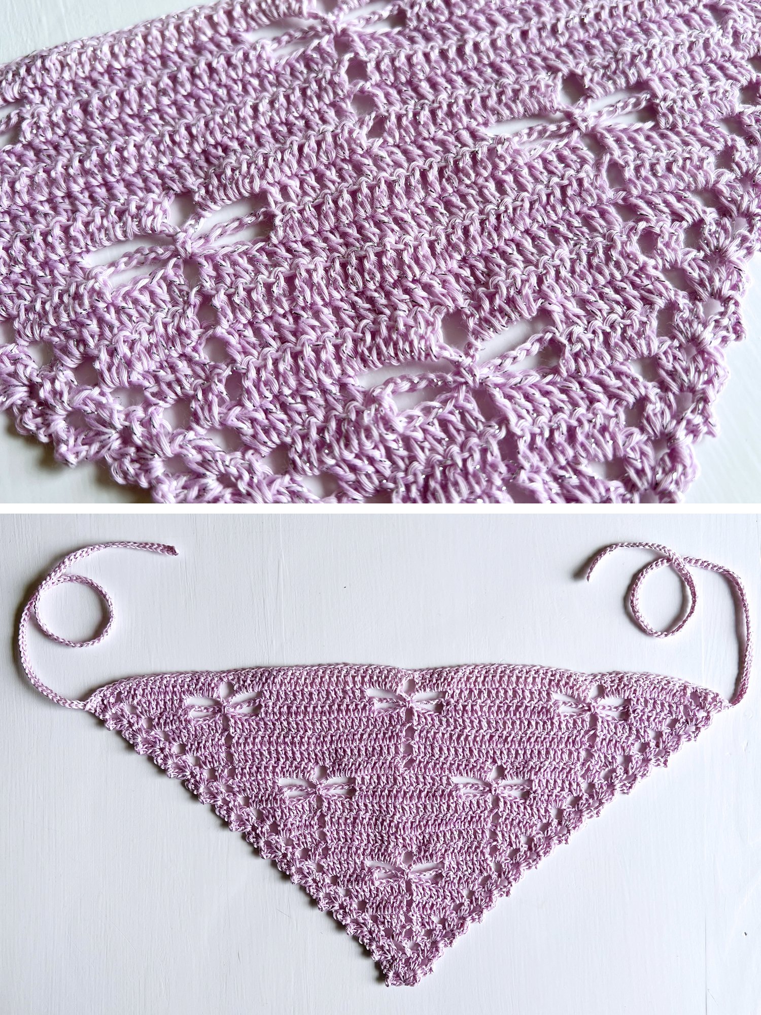 Crochet Dragonfly Bandana in Sparkly Red, Lavender and Black product image (2)