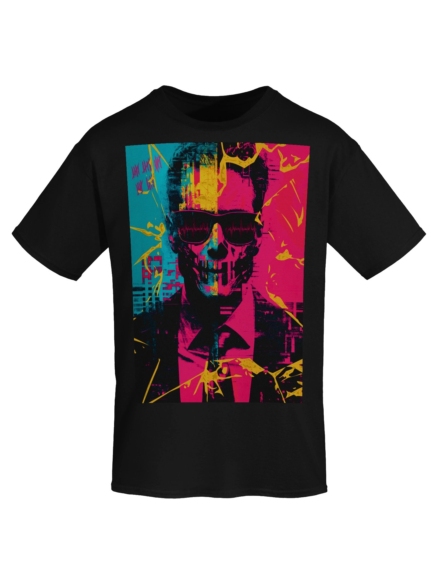 Cyber-Glitch Noir Graphic T-Shirt product image (7)