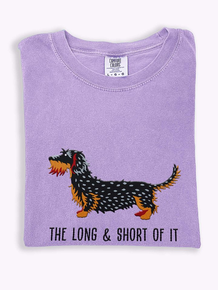 The Long & Short of It T-Shirt(Embroidered) of a Wirehaired Dachshund(Salt & Pepper) product image (1)
