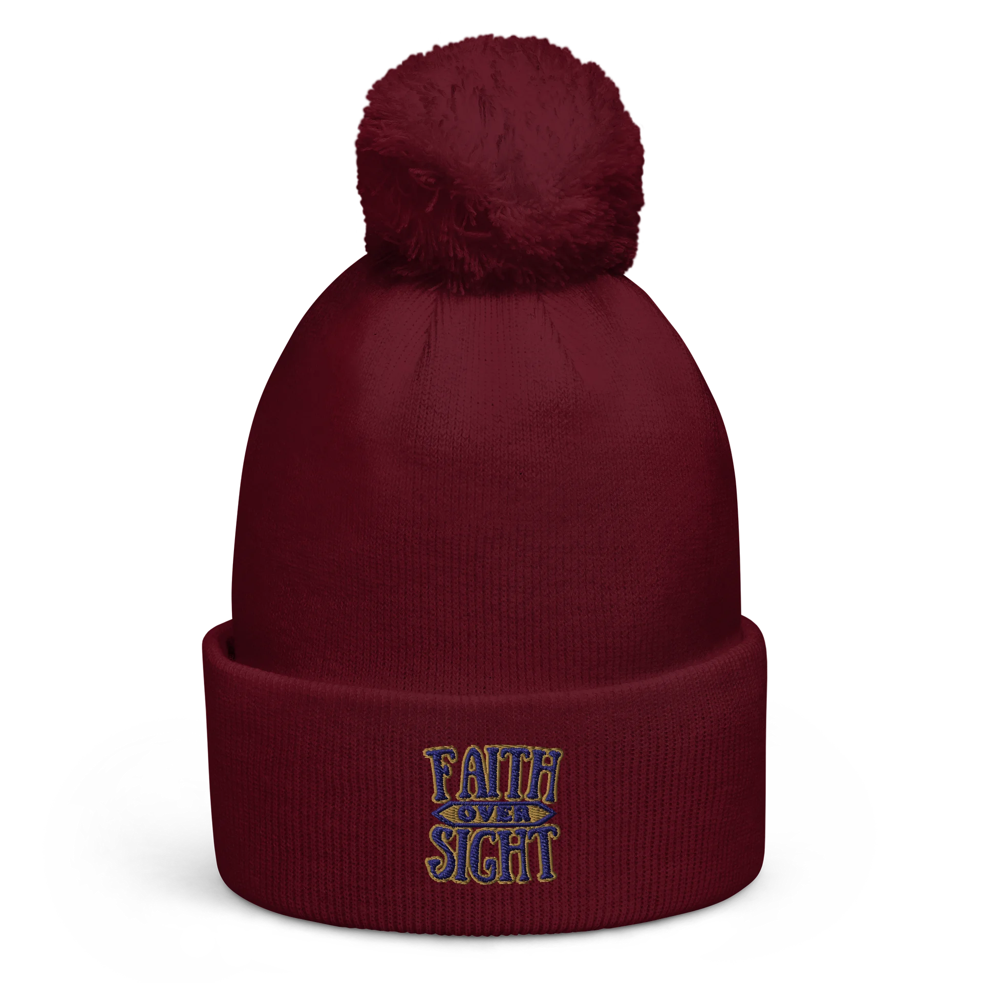 Faith Over Sight | Pom Beanie - Navy/Gold product image (2)