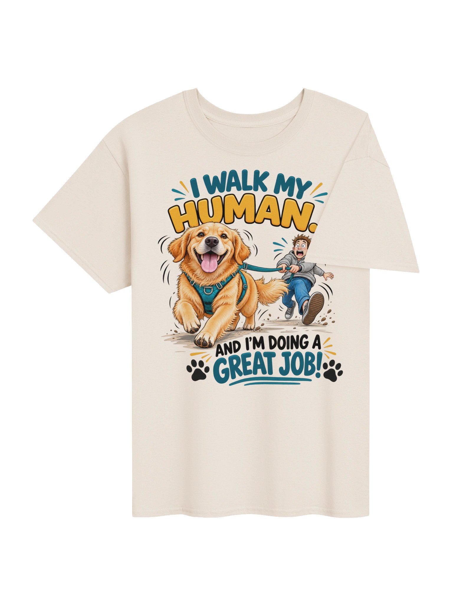 I Walk My Human – Funny Golden Retriever T-Shirt product image (4)
