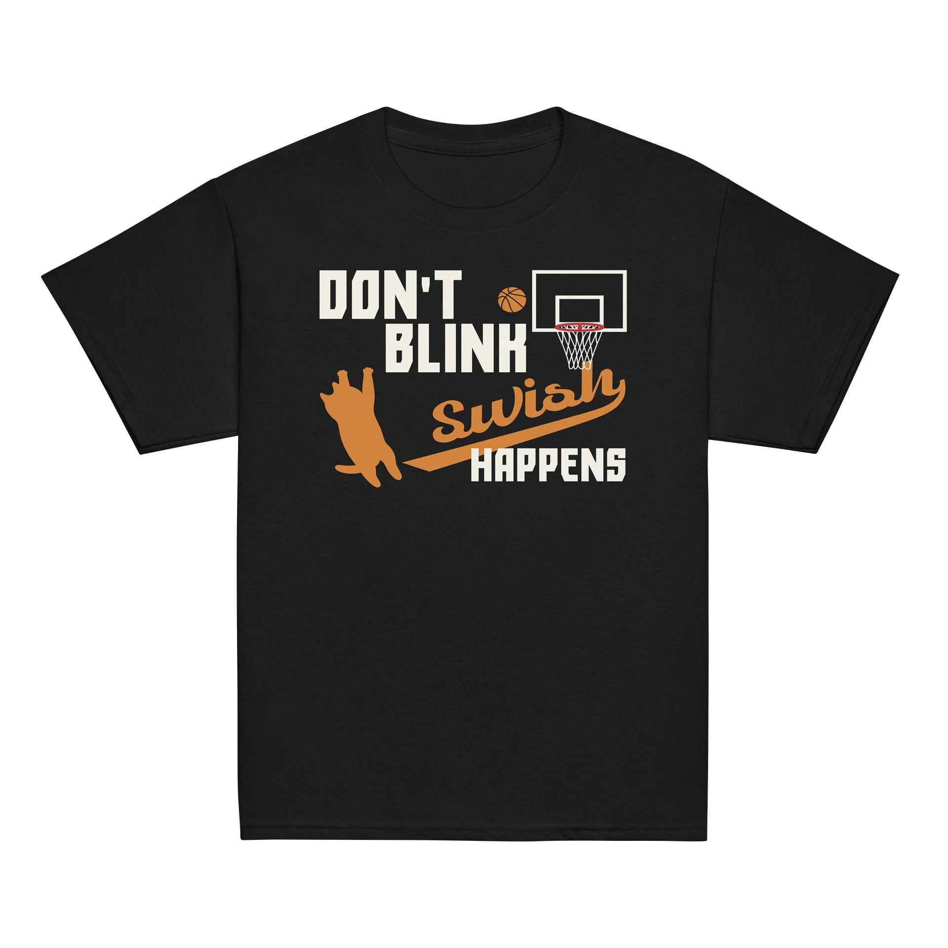 Basketball Cat (DON'T BLINK, Swish HAPPENS) - Unisex Youth Heavyweight T-shirt product image (5)