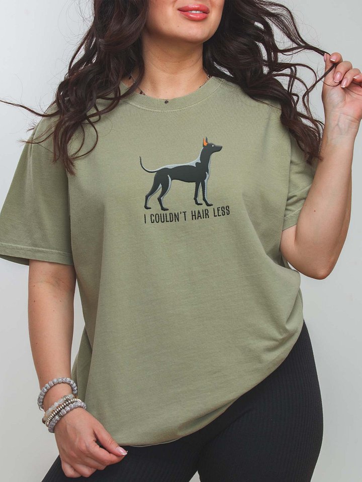 I Couldn't Hair Less T-Shirt(Embroidered) of a Mexican Hairless Dog/Xoloitzcuintli(Black) product image (1)