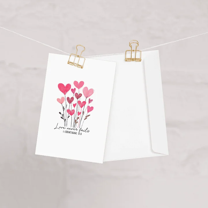 “Love Never Fails” Greeting Card — 1 Corinthians 13:8 product image (1)