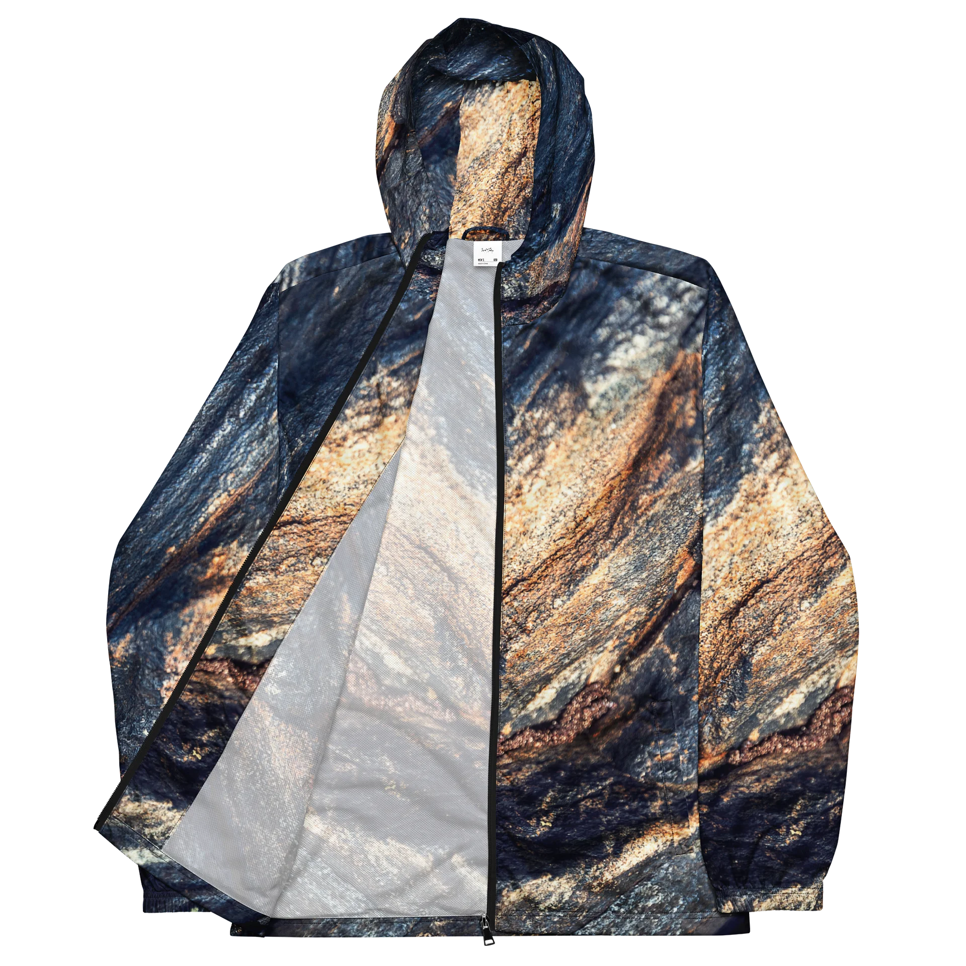 Obsidian Vein Unisex All-Over Print Dark Mineral Lightweight Windbreaker product image (2)