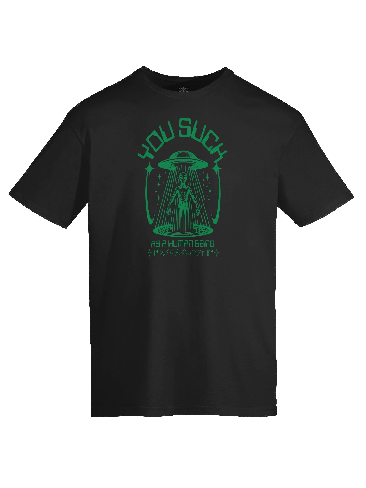 “You Suck As A Human Being” Alien Abduction Graphic Tee | Conspiracy Vibe, Hidden Symbolism, Sarcastic Hippo Collection product image (3)
