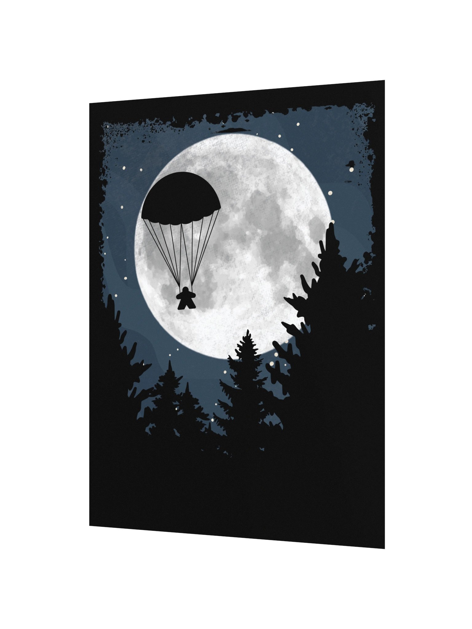 Parachute Meeple Full Moon Board Game Room Poster - UNFRAMED product image (2)