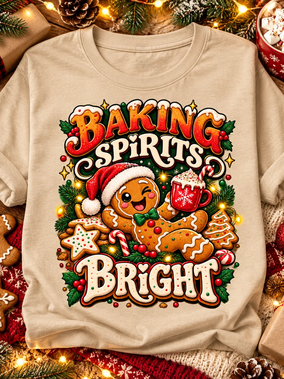 Funny Gingerbread Christmas T-Shirt – Baking Spirits Bright | Holiday Baking Gift product image (6)