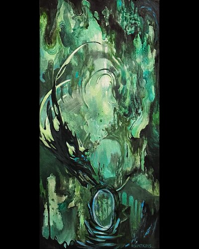 fathomless voyage
10”x20” 
acrylic on canvas 

Following a compass with the needle pointing now. Infinite possibilities, a fa...