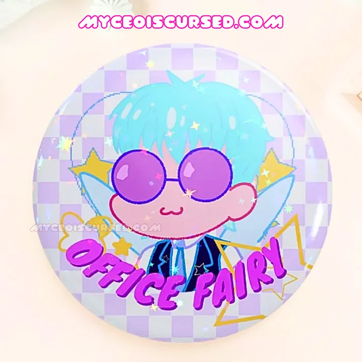 Office Fairy - Holographic Button Badge 💜 product image (1)