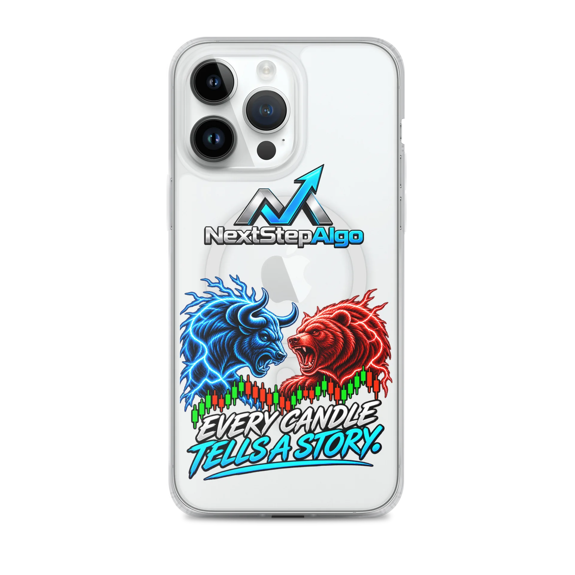 NextStepAlgo Bull vs. Bear – Every Candle Tells a Story Phone Case product image (2)