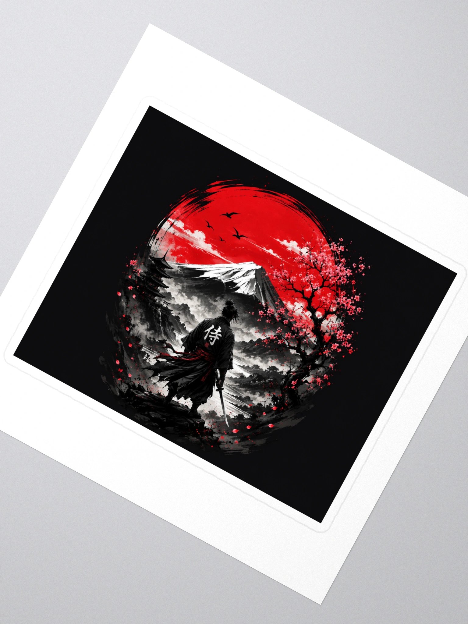 Japanese Samurai Mountain Wall Art – Red Sun Japan Poster product image (2)