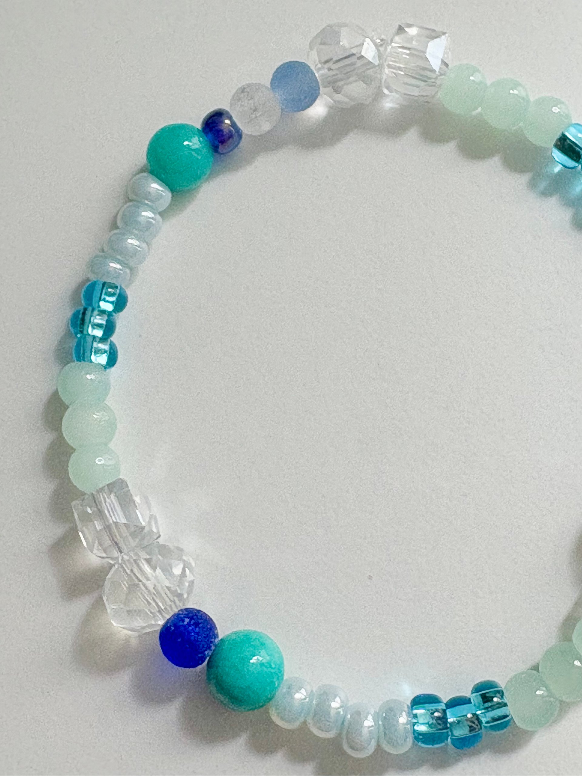 MFD-00164 | Tidepool Treasure Beaded Bracelet | Seafoam, Aqua & Turquoise | Handmade 7" Coastal Charm by Monique Faella Designs™ product image (3)