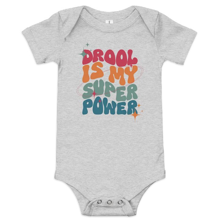 Funny Saying Retro Baby Bodysuit - Drool Is My Superpower product image (2)