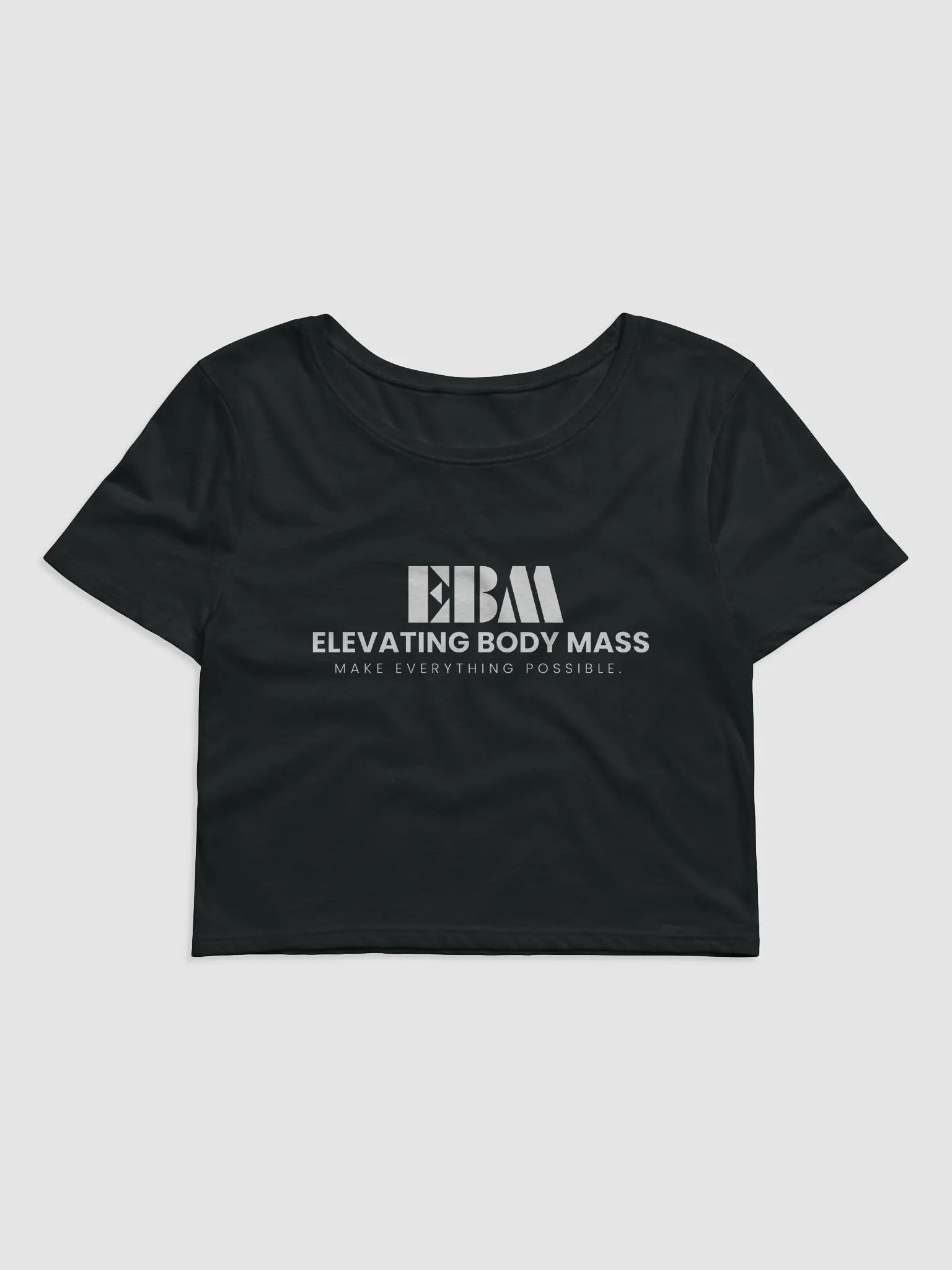 EBM Black Women's Crop Baby Tee (White Logo) product image (1)