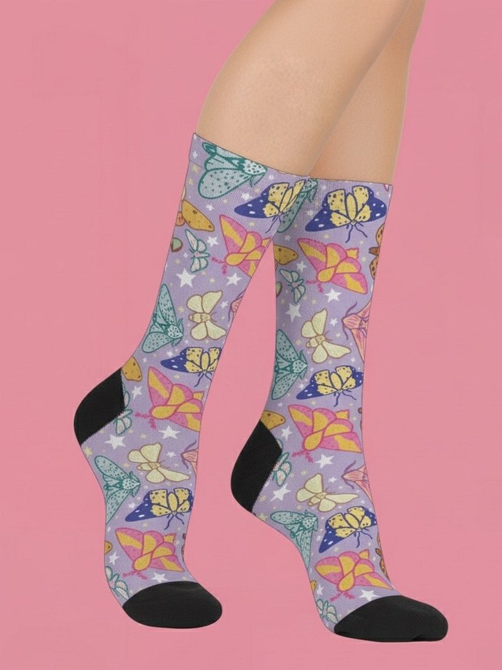 Starry Flutter Crew Socks — Colorful Butterfly Dreams product image (1)