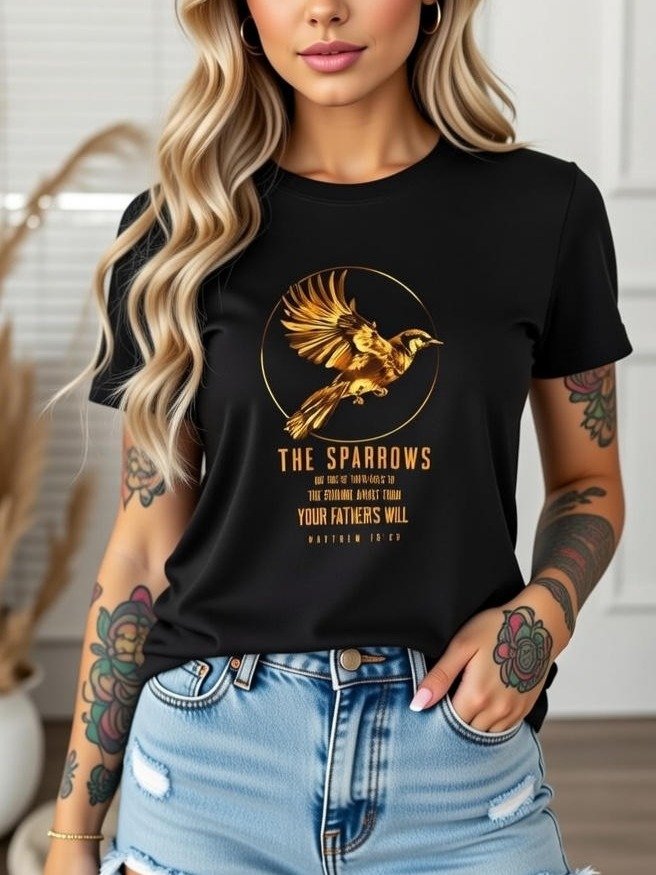 The Sparrows T-Shirt, Christian Bible Verse, Matthew Scripture Tee, Jesus Faith Design product image (2)