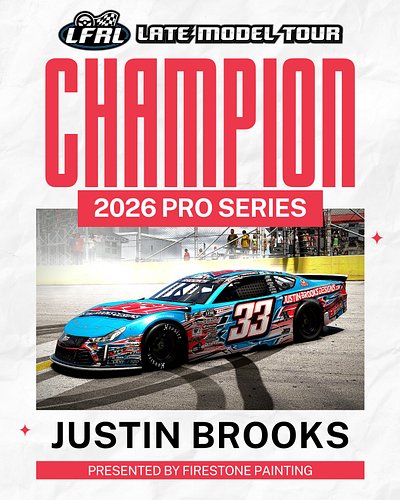 THR33-P3AT 🏆 🏆 🏆 

Justin Brooks captures his THIRD STRAIGHT LFRL CHAMPIONSHIP! Brooks has had an absolutely record-breaking ...