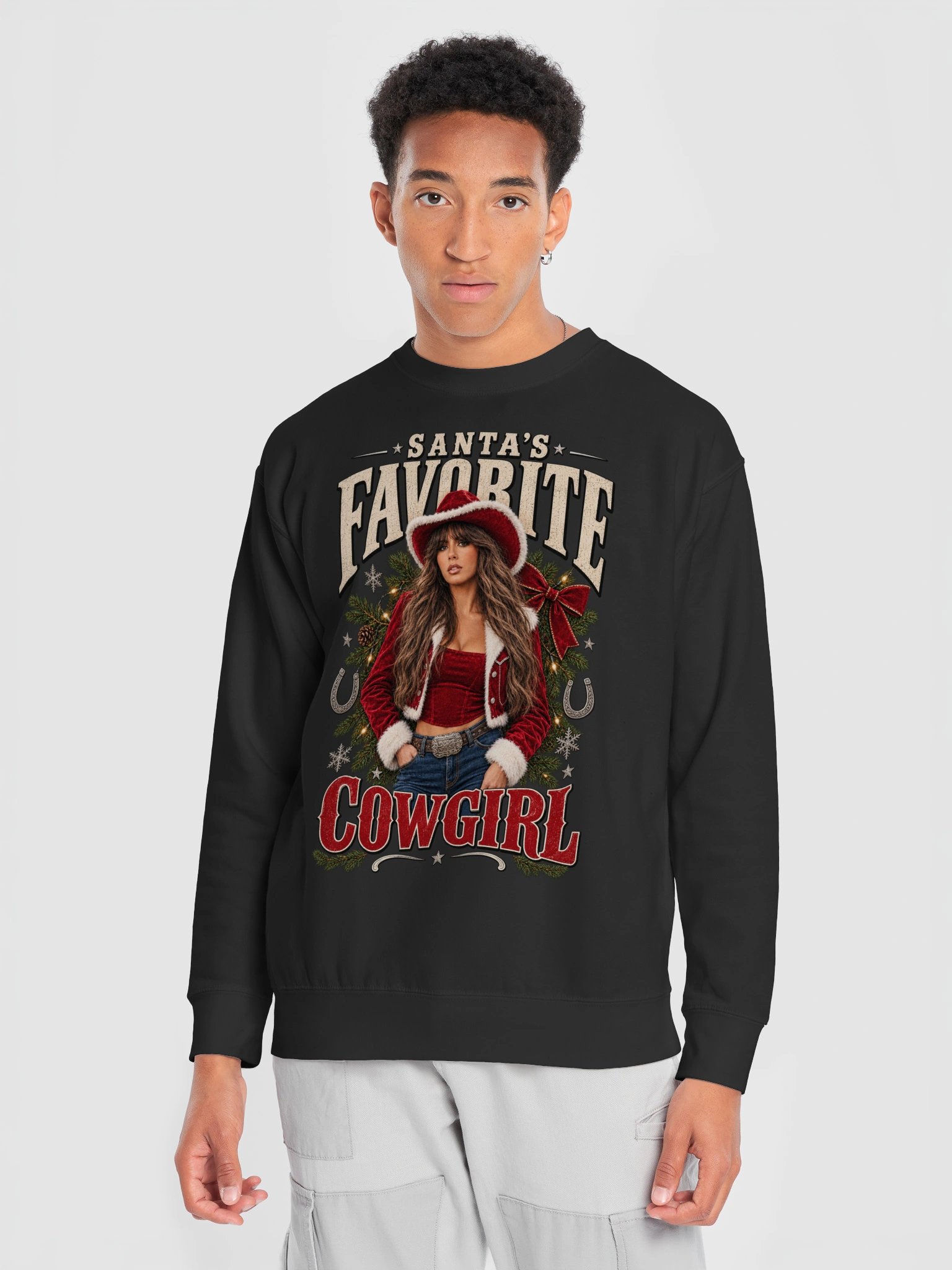 Santa’s Favorite Cowgirl™ Christmas Unisex Sweatshirt product image (5)