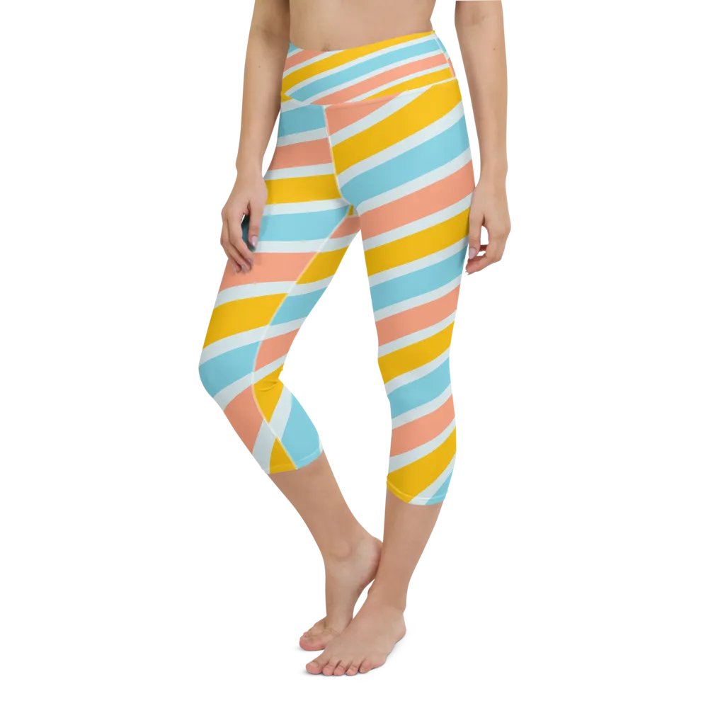 Cheerful Sorbet Stripes All-Over Print Capri Leggings product image (3)