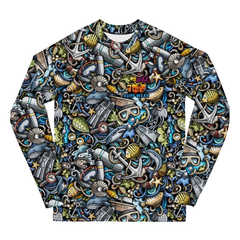 Wild Ocean Cartoon Youth Rash Guard product image (1)
