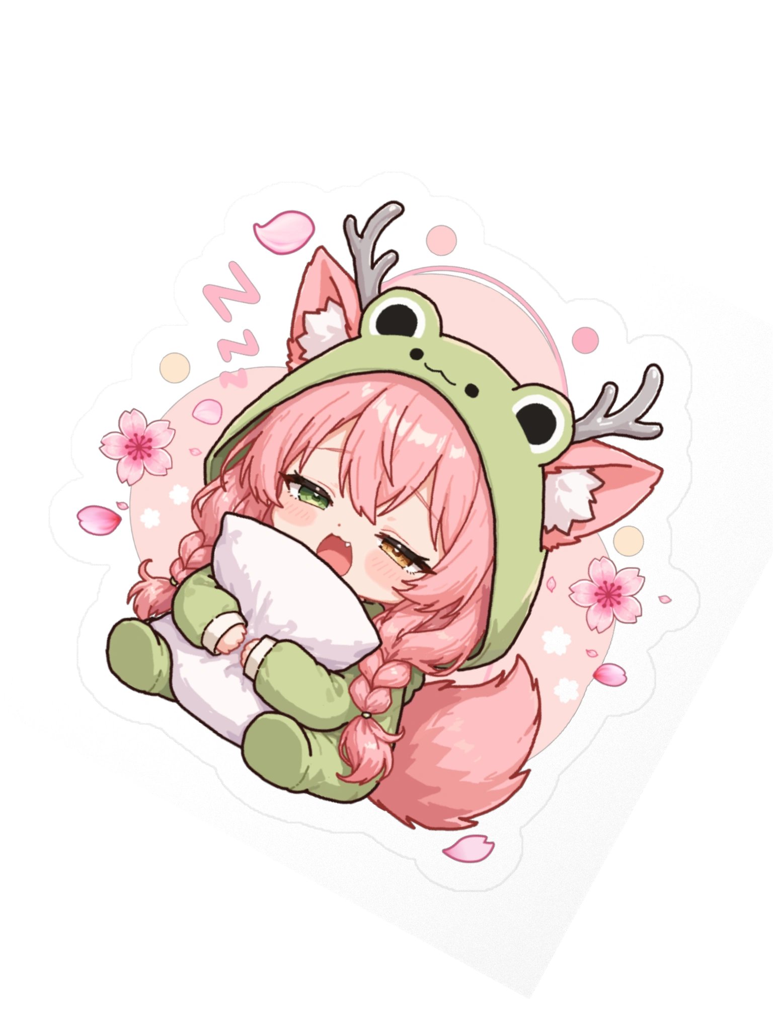 🌸 Sleepy Frog Fox Sticker product image (2)