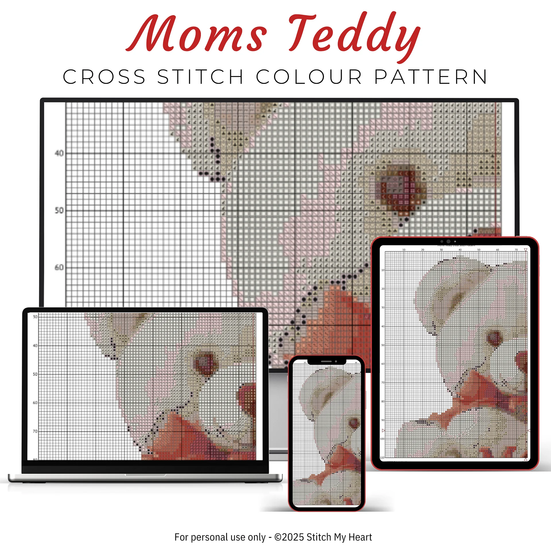 Moms Teddy Cross Stitch Pattern product image (3)