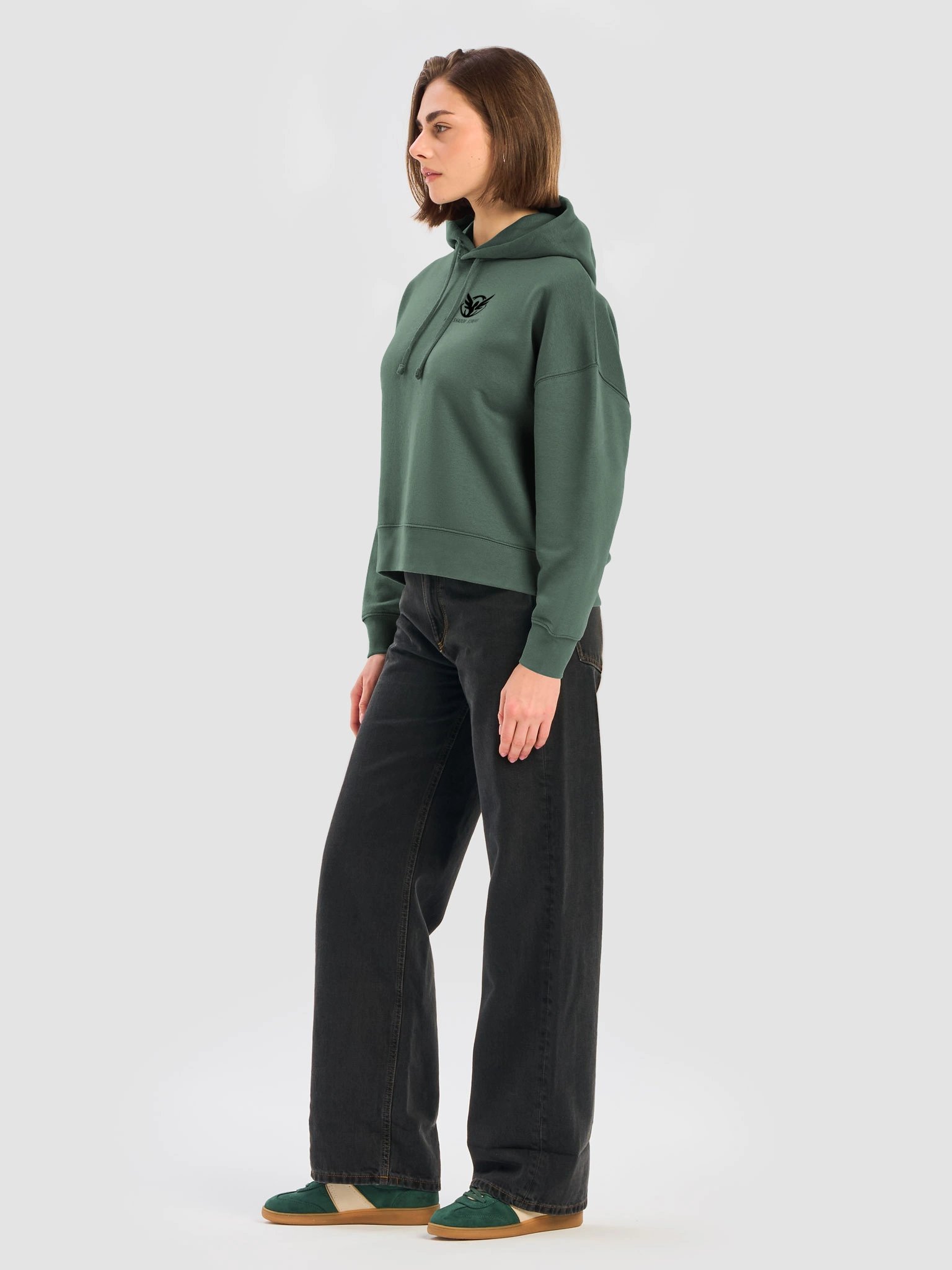 Women's organic hoodie (agency logo, black) product image (7)