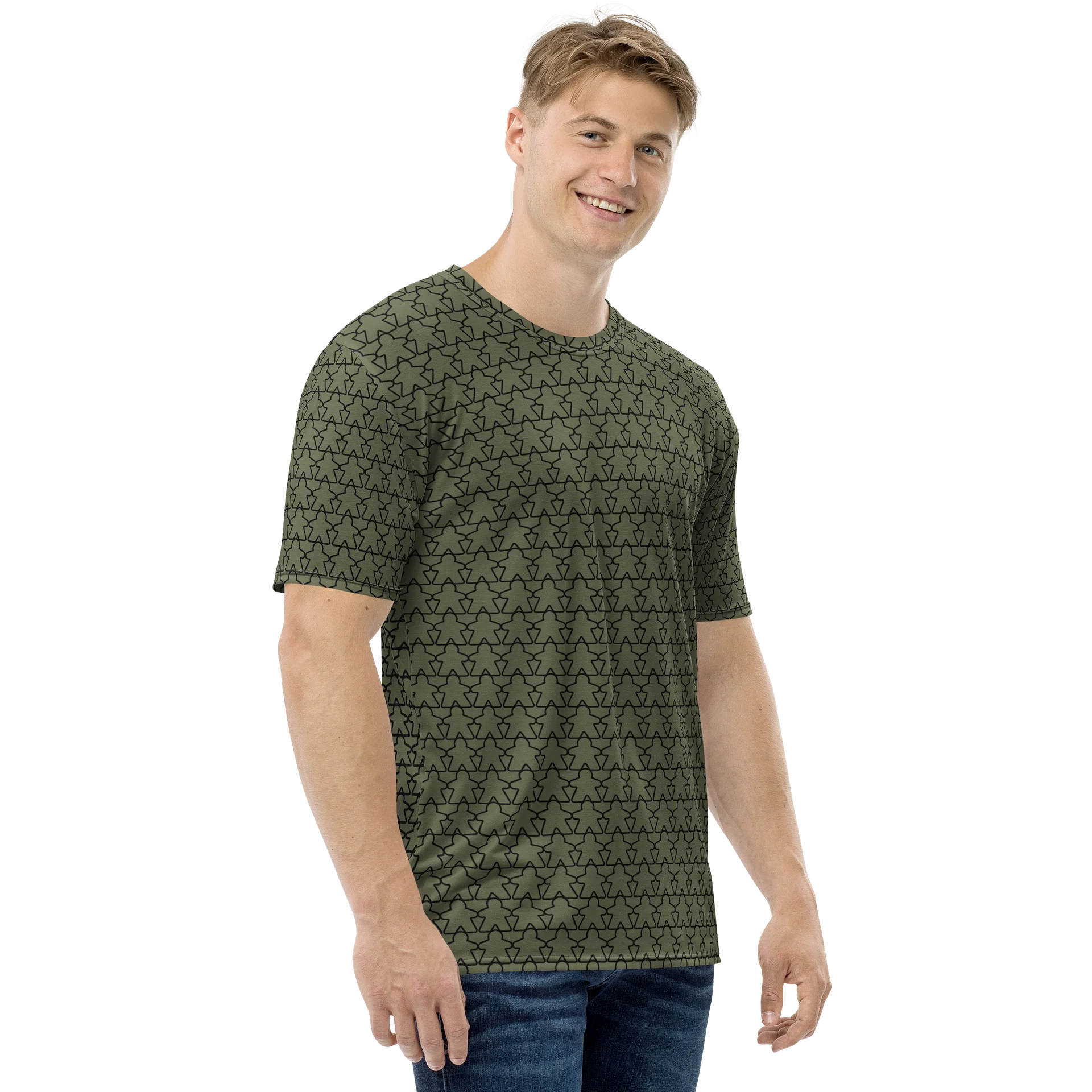 The All-Over Meeple T-Shirt - Army Green product image (2)
