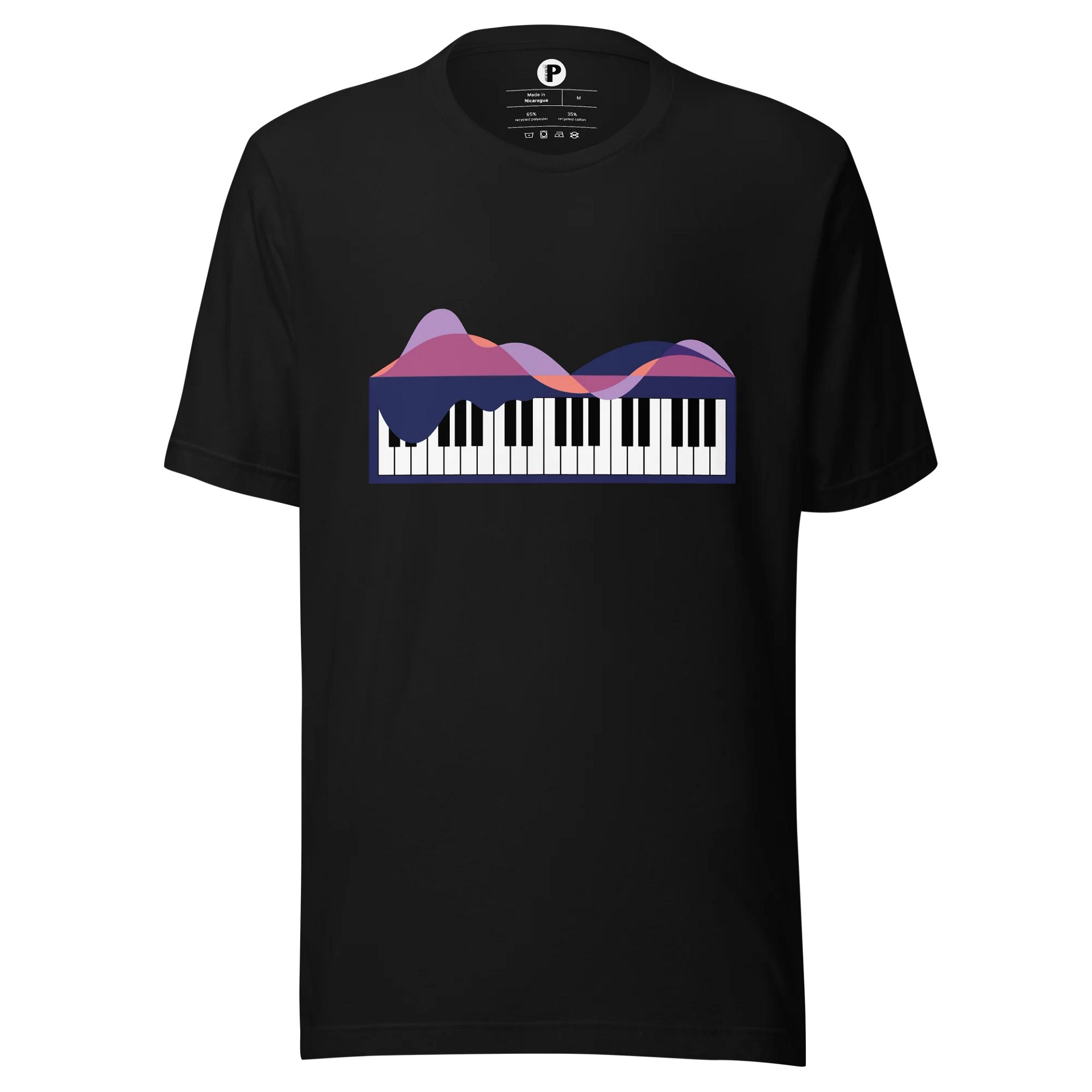 Keyboard Soundwave T-Shirt - [Minimalist Piano Design for Musicians & Producers] product image (1)