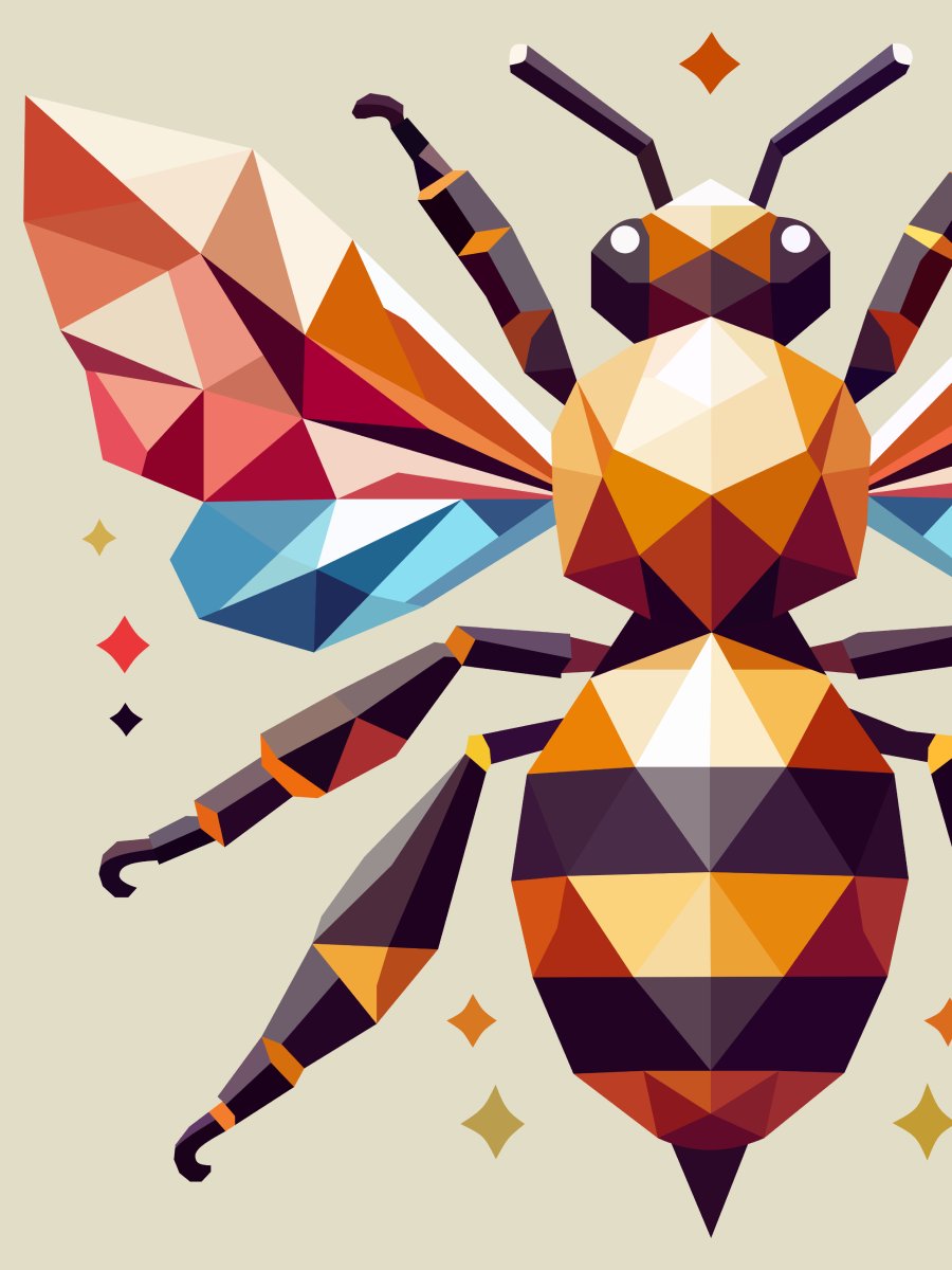 Free Geometric Bee PNG Art - Transparent Background, Low Poly Insect Illustration product image (1)