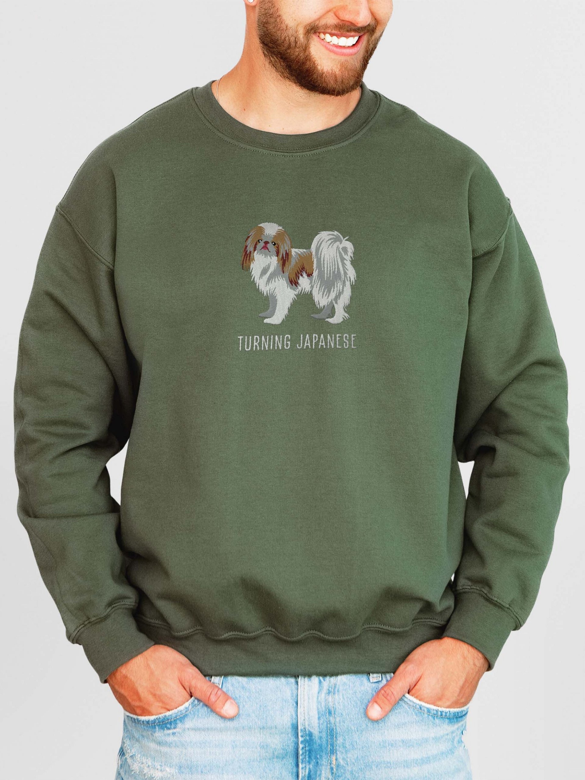Turning Japanese Sweatshirt (Embroidered) of a Japanese Chin(Brown) product image (2)