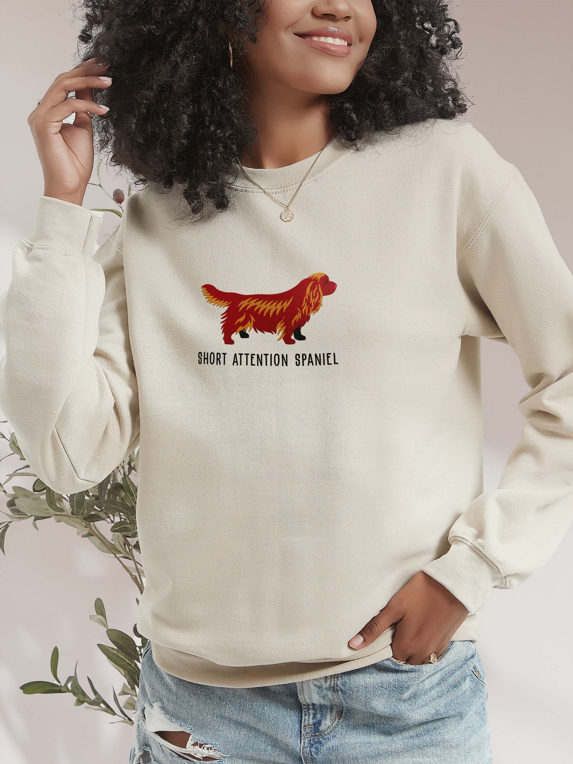 Short Attention Spaniel Sweatshirt (Embroidered) of a Sussex Spaniel(Golden Liver) product image (2)