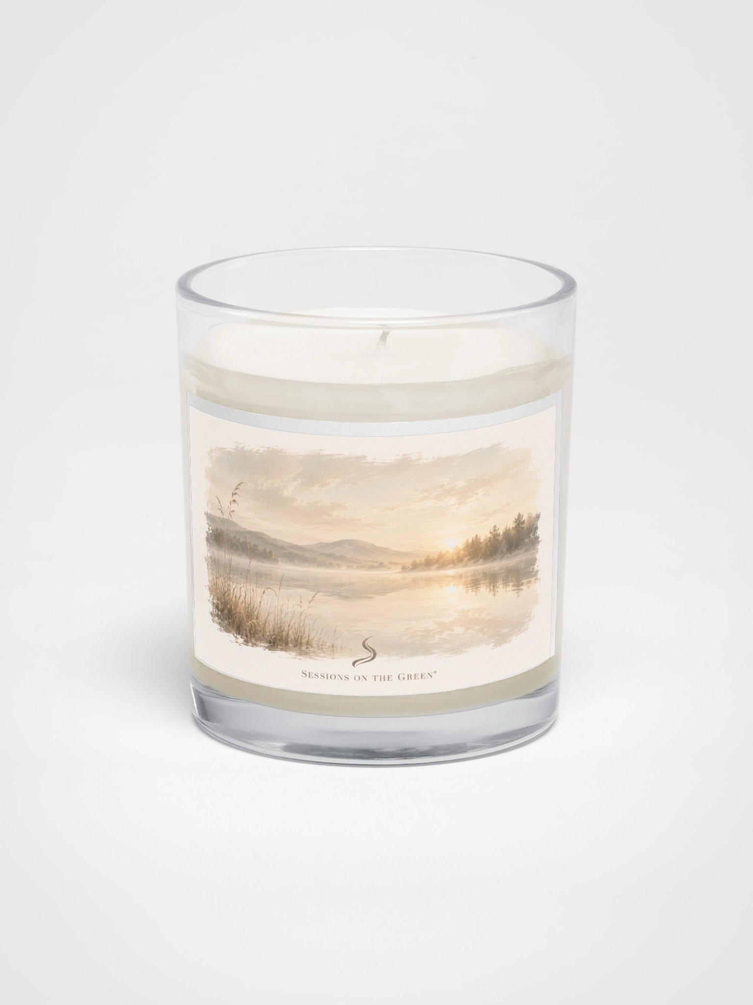 Misty Lakeside Sunrise — Unscented Soy Art Candle product image (1)