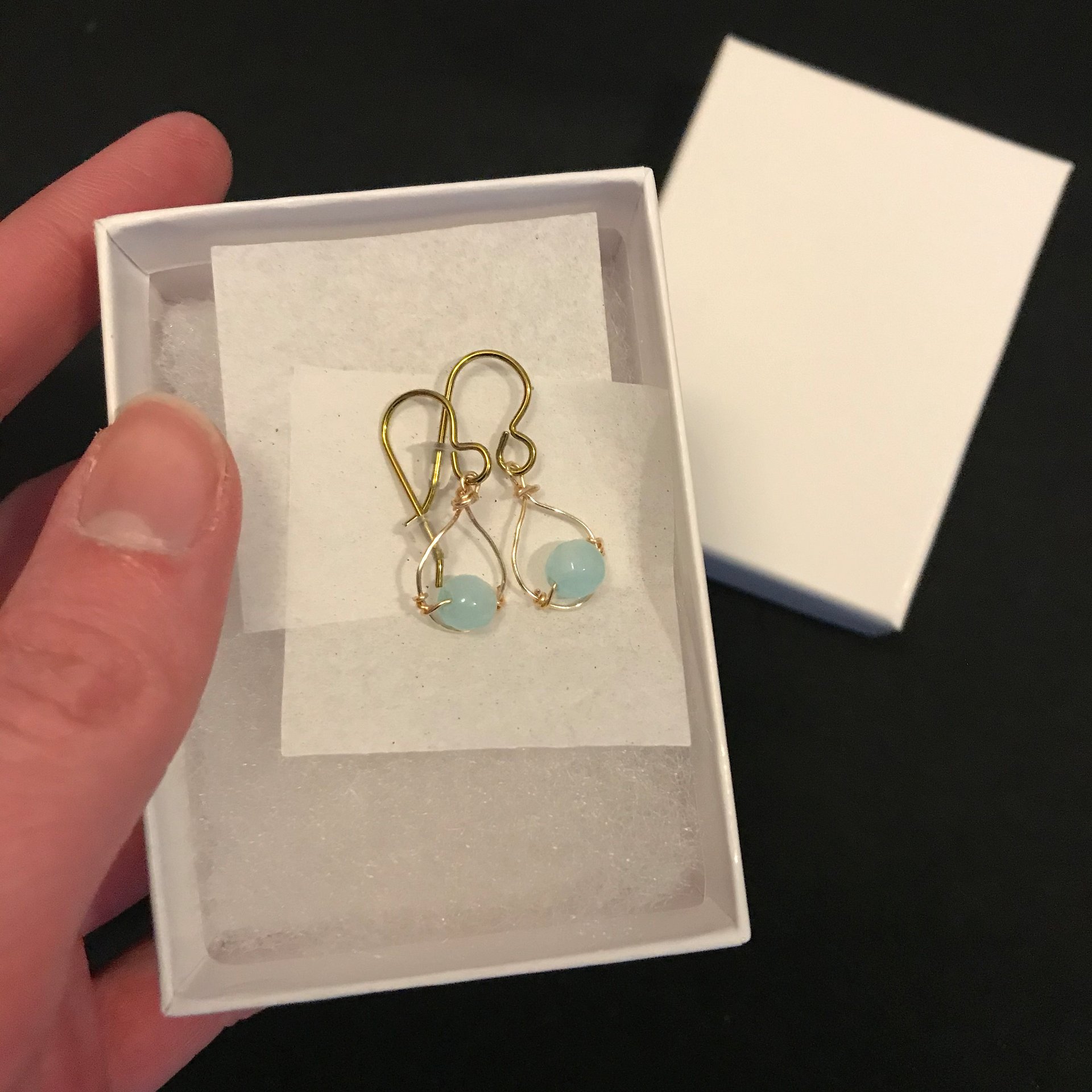 Tiny Blue Aventurine Oval Drop Earrings product image (2)