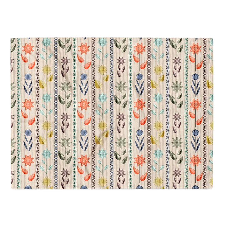 Geometric Flowers and Leaves Nature Throw Blanket product image (1)