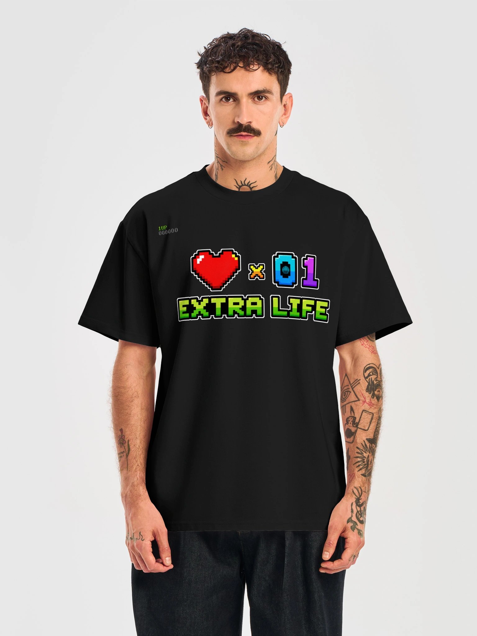EXTRA LIFE ×01 – Pixel Mode Tee - PREMIUM product image (5)