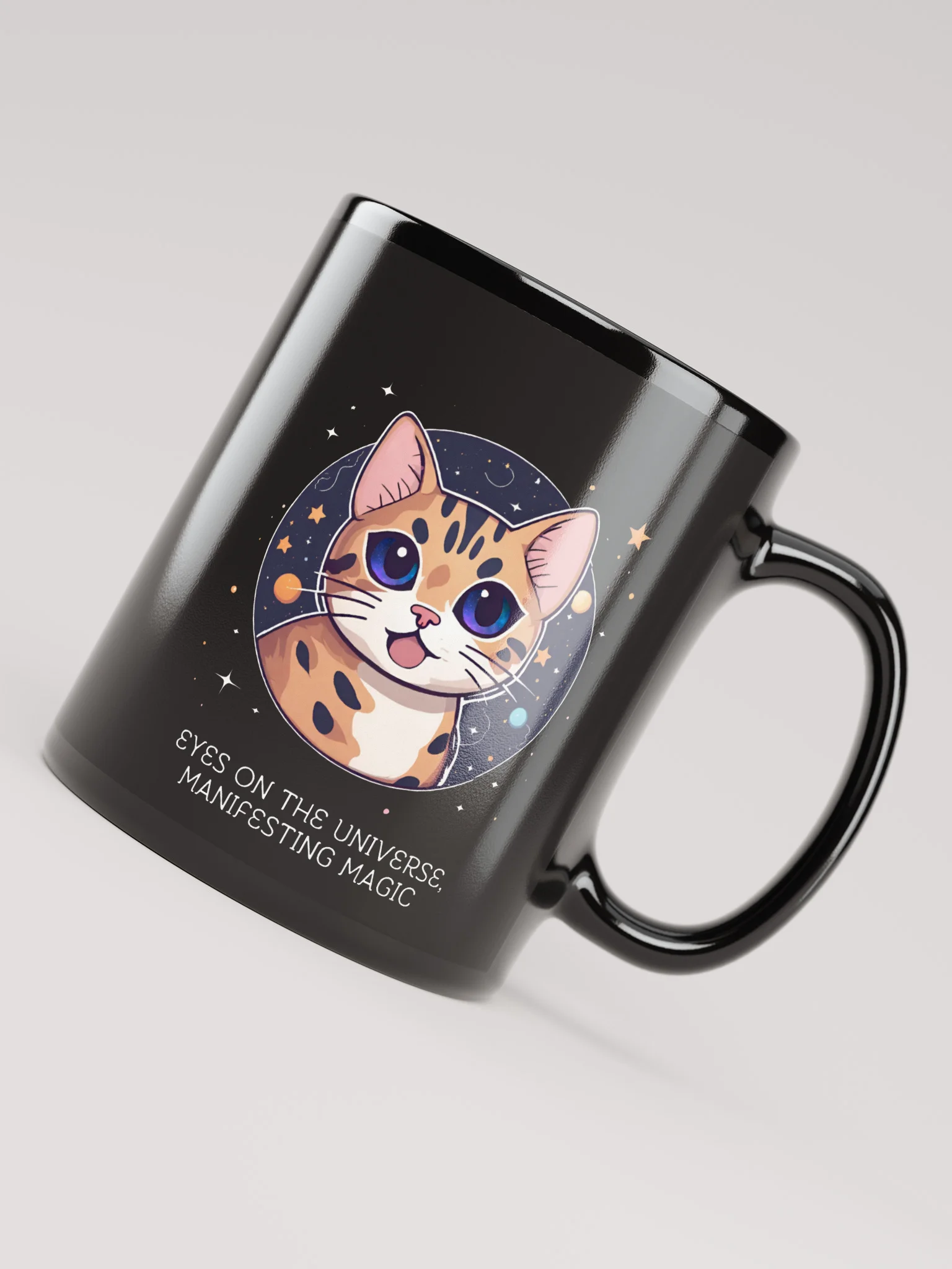 Cosmic Cat Black Glossy Mug product image (8)