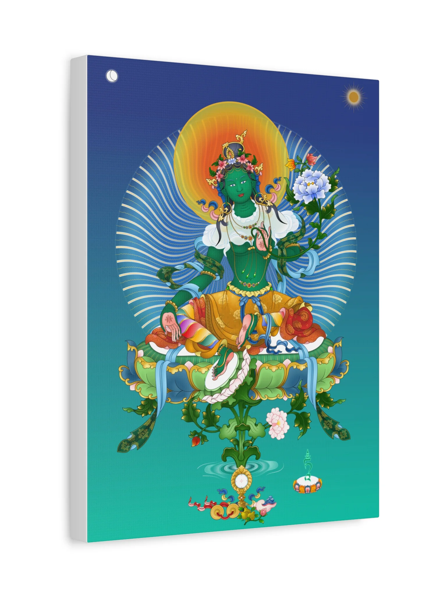 Green Tara thankga canvas print product image (2)
